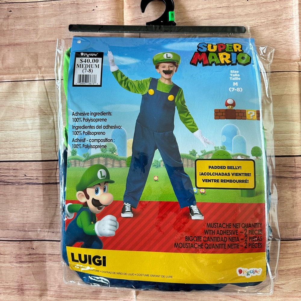Super Mario Luigi Deluxe Costume For Boy Size M